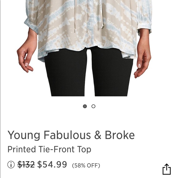 Young Fabulous & Broke Printed Tie-Front Top - Picture 3 of 4